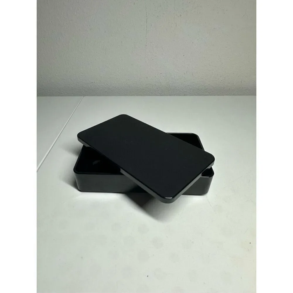 Vintage Black Tin Box Solid Plastic 7,75” x4,5” Made in USA